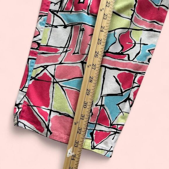 Vintage Y2K Talbots Woman Cropped Pants – Size 14W | Bold Geometric Print Capri - Picture 7 of 8